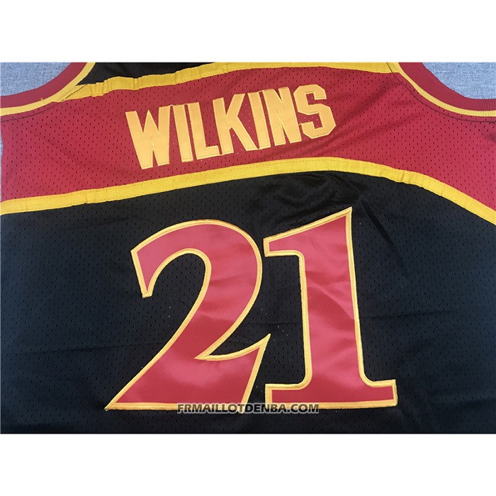 Maillot Atlanta Hawks Dominique Wilkins NO 21 Mitchell & Ness 1986-87 Noir